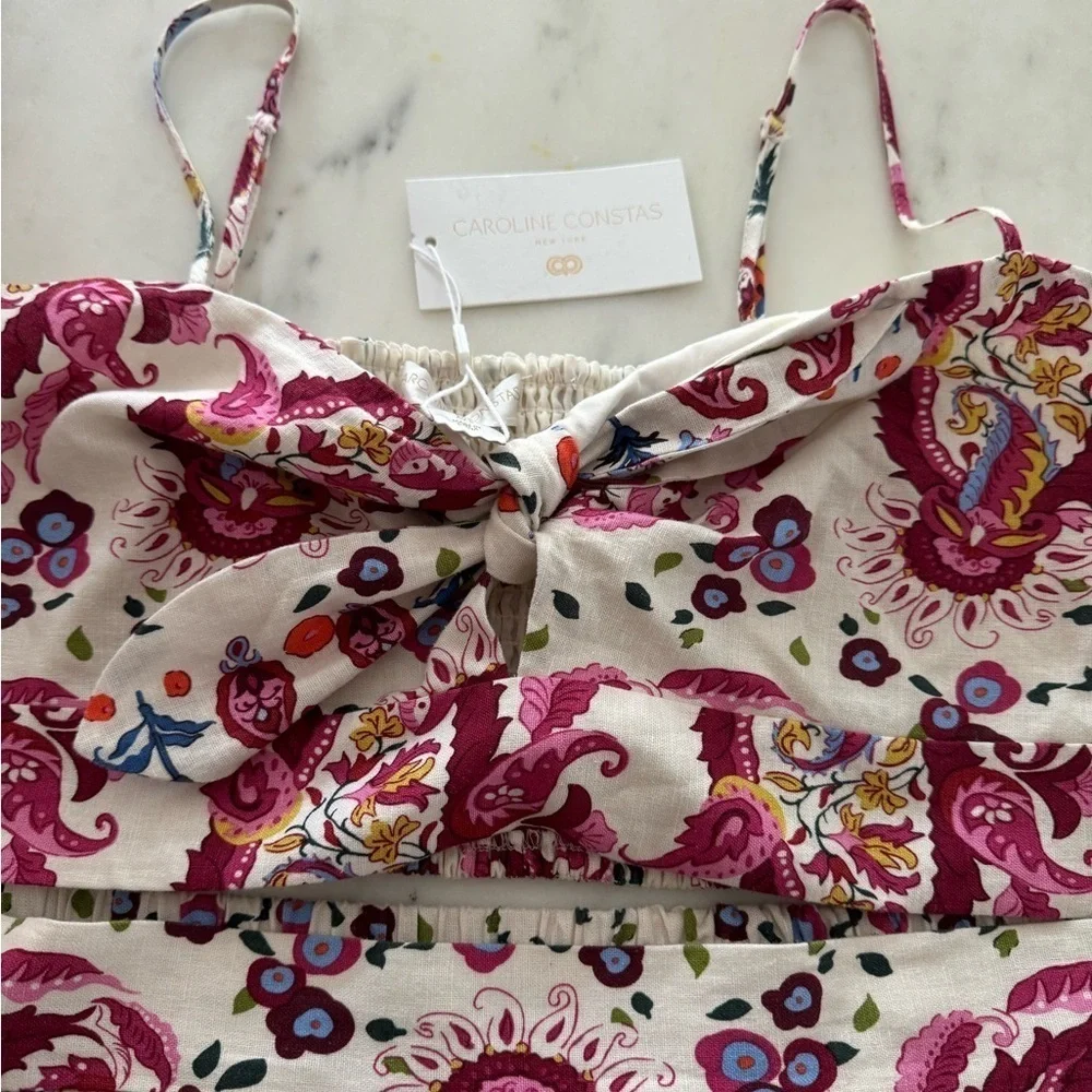 Caroline Constas-NWT Multicolored Paisley Print Matching Crop Tank and Skirt Set